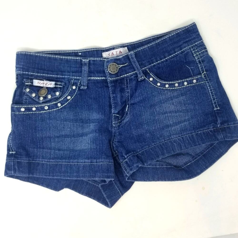 Saza Denim Shorts Short Shorts Low Rise Cutoffs ‎ Hipster Juniors Size 3